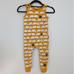 Hanna Andersson Orange Mustard Yellow Sheep Romper Jumper Size 3T